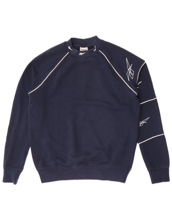 Felpa Reebok da donna oversize con grafica, maglione UK 4/6 XS blu navy