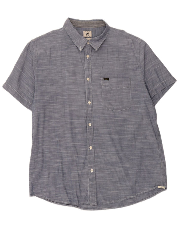 Camicia LEE da uomo a maniche corte vestibilità regolare 2XL in cotone blu