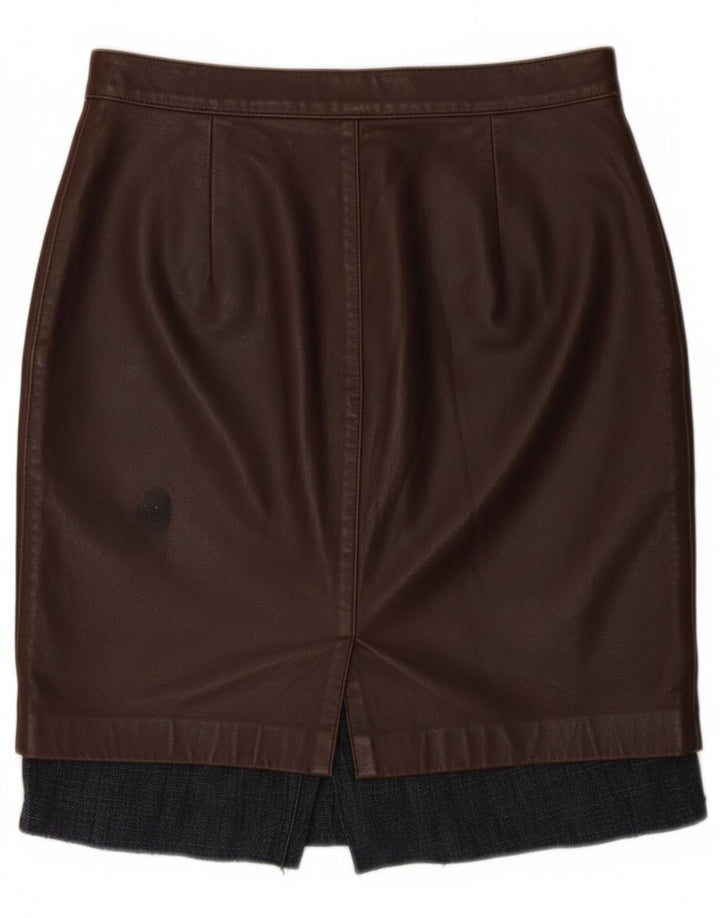 Gonna in pelle vintage da donna W28 in pelle marrone medio