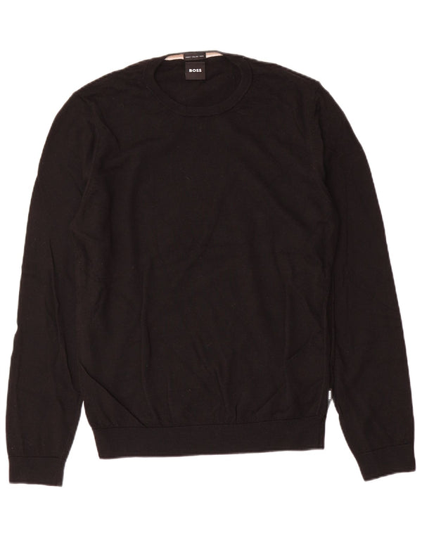 Maglione maglione girocollo da uomo Hugo Boss in lana nera media