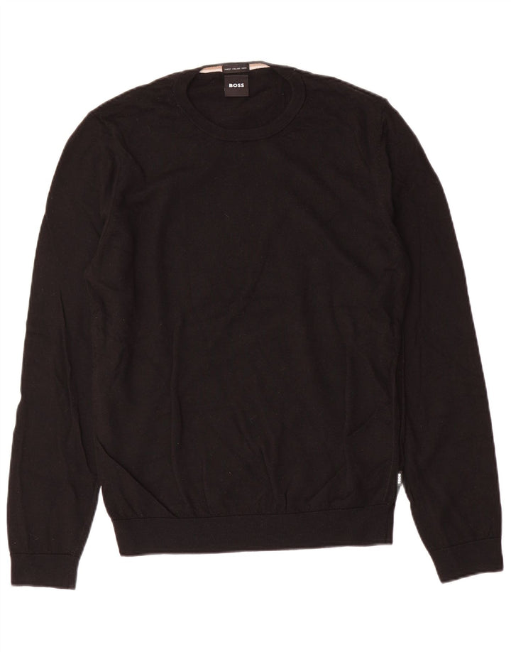 Maglione maglione girocollo da uomo Hugo Boss in lana nera media