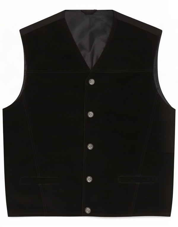 Gilet vintage da uomo in pelle scamosciata XL Nero