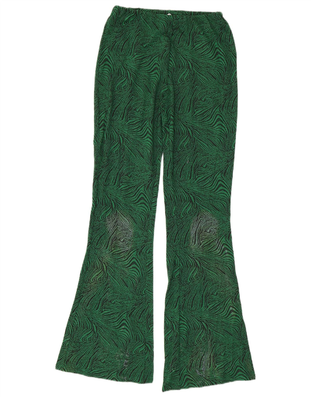 Pantaloni casual a zampa da donna ZARA piccoli W26 L33 verde stampa animalier
