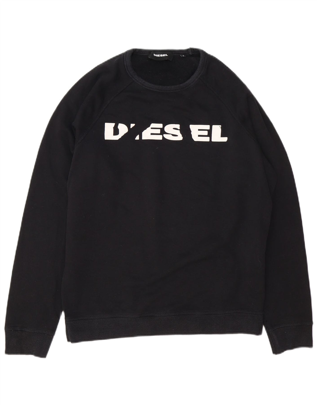 Diesel Felpa grafica da uomo Maglione grande cotone nero