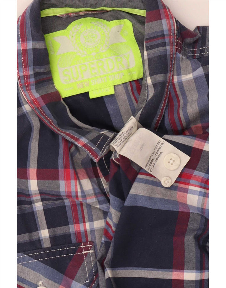 Camicia da uomo Superdry XL in cotone a quadri blu navy