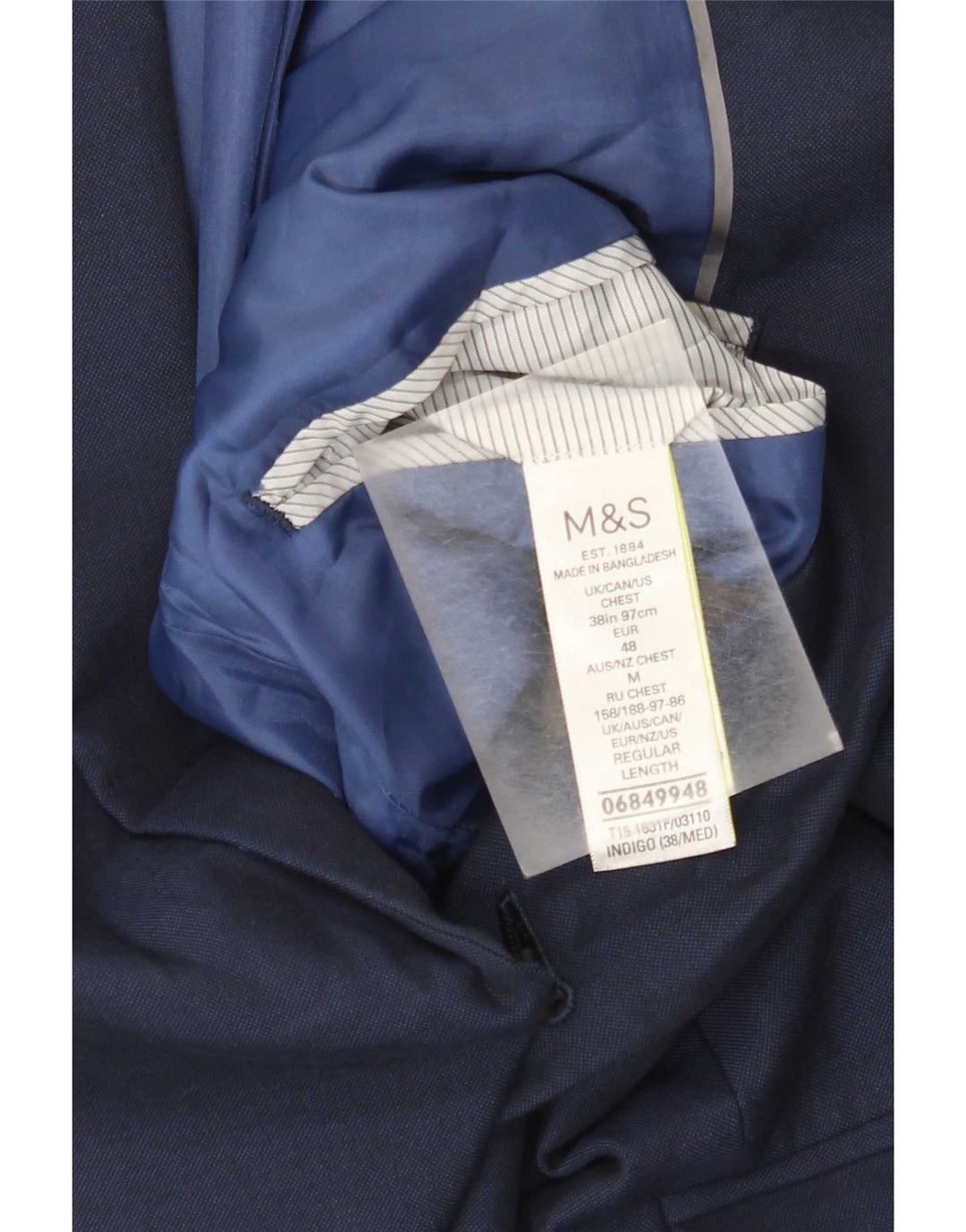 Giacca blazer a 2 bottoni da uomo Marks & Spencer UK 38 medio blu navy