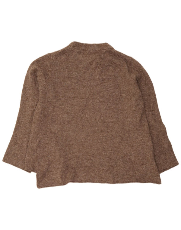 Maglione maglione girocollo vestibilità comoda da donna Zara UK 10 piccolo acrilico marrone