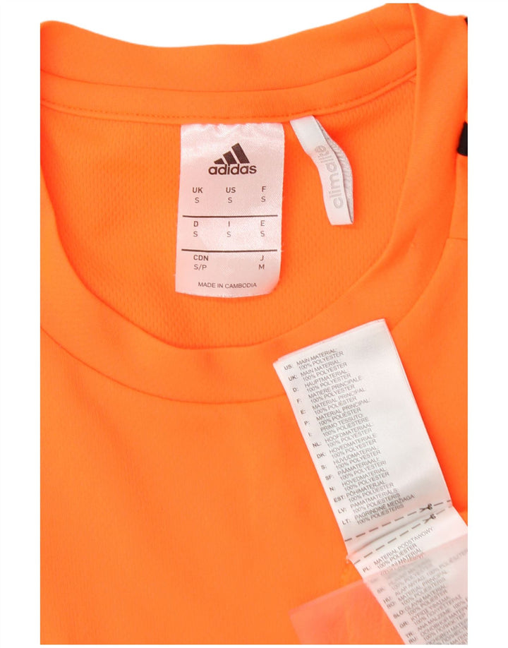 T-shirt Adidas Climalite da uomo Top Small Arancione Colourblock in poliestere