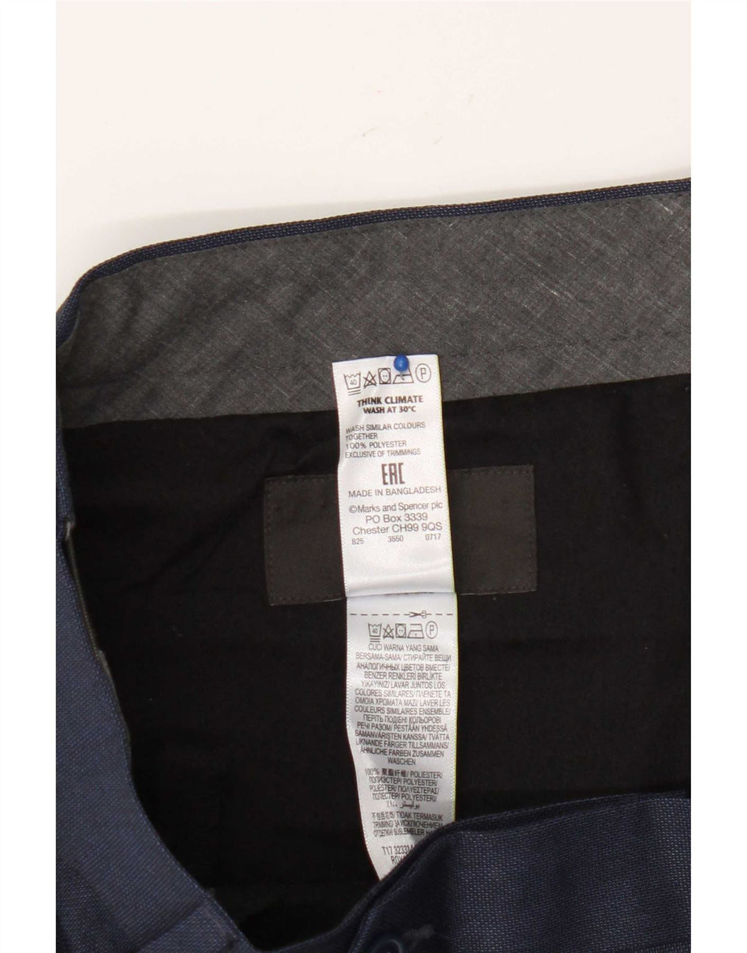 Pantaloni da abito regolari dritti da uomo Marks & Spencer W36 L31 Blu Navy