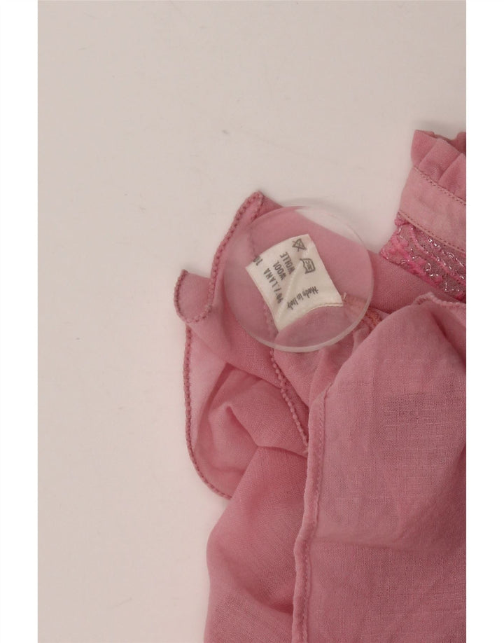Top camicetta a maniche lunghe da donna vintage UK 14 lana rosa medio