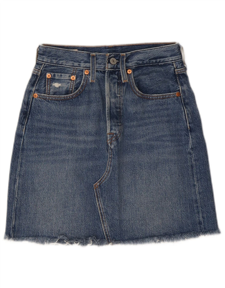 Gonna di jeans da donna Levi's W24 XS in cotone blu