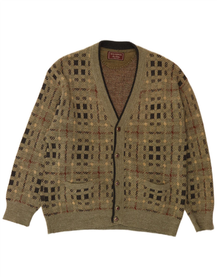 Maglione cardigan da uomo Malagrida grande kaki geometrico