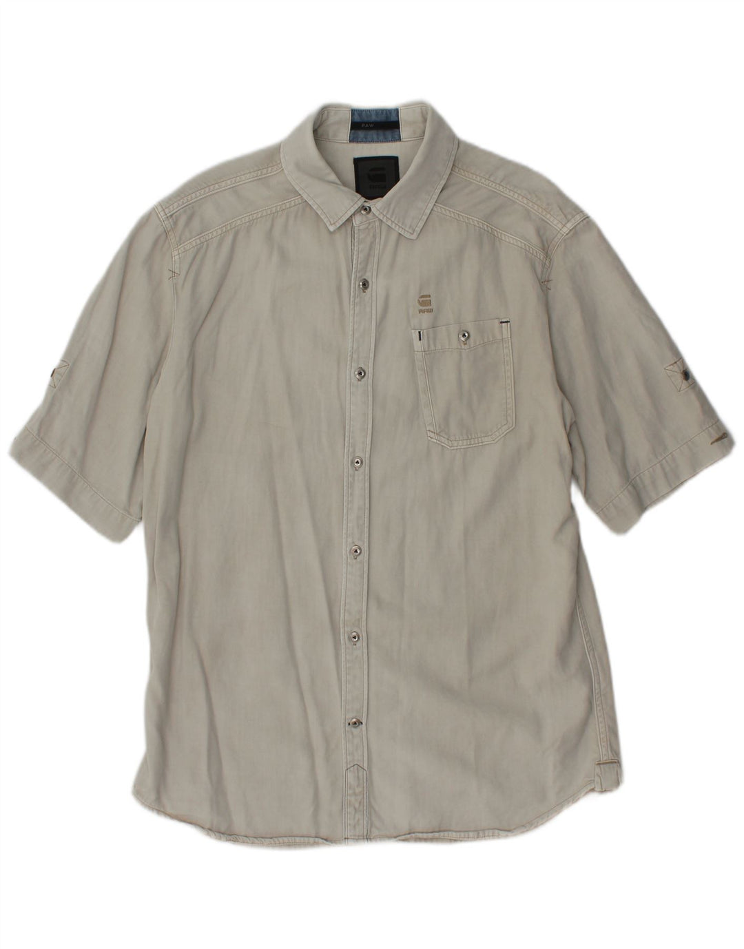 G-STAR Camicia di jeans a maniche corte da uomo grande Lyocell grigio