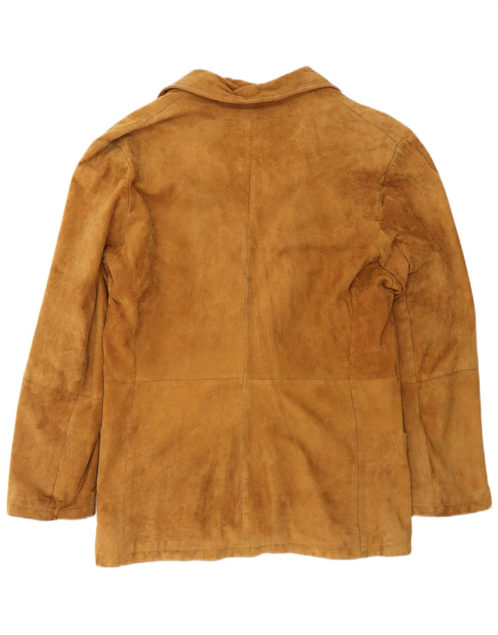 Giacca vintage in pelle scamosciata da uomo IT 46 piccola in pelle marrone
