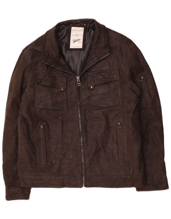 Giacca in pelle da uomo Angelo Litrico UK 42 XL Pelle marrone