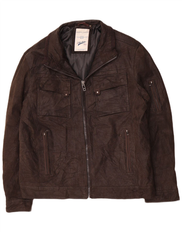 Giacca in pelle da uomo Angelo Litrico UK 42 XL Pelle marrone