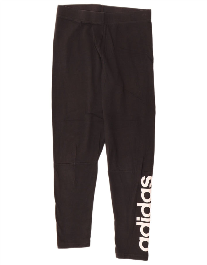 ADIDAS Womens Graphic Leggings UK 12/14 Medium Black Cotton