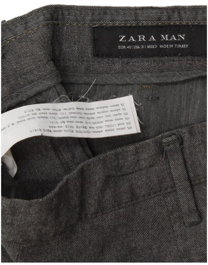 Pantaloni chino slim da uomo Zara EU 40 medio W31 L30 poliestere grigio