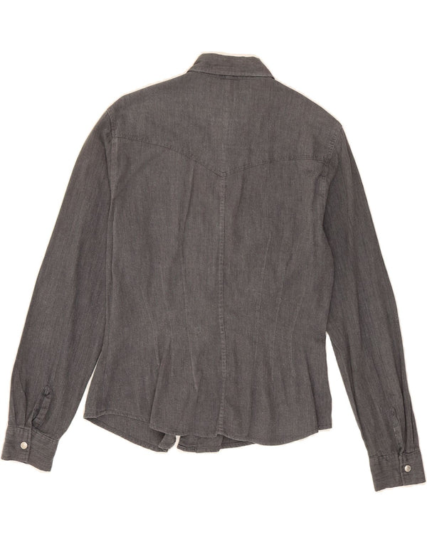 LEVI'S Womens Denim Shirt UK 12 Medium Grey Cotton