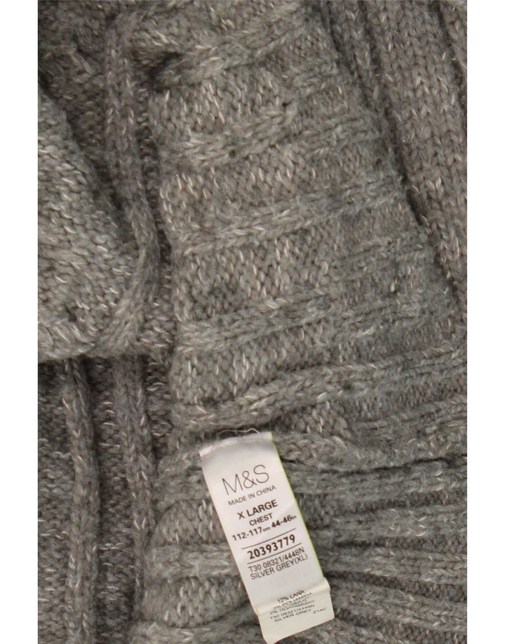 Maglione da uomo Marks & Spencer con zip e collo XL in acrilico grigio