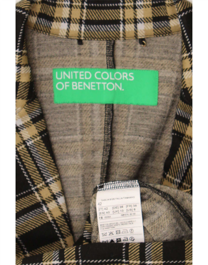 Giacca blazer da donna a 1 bottone Benetton UK 10 piccolo poliestere a quadri nero