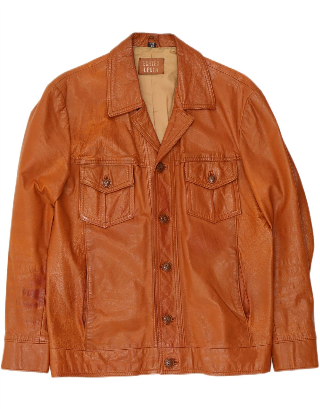 Giacca in pelle vintage da uomo UK 38 in pelle marrone medio