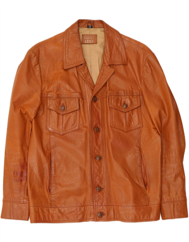 Giacca in pelle vintage da uomo UK 38 in pelle marrone medio