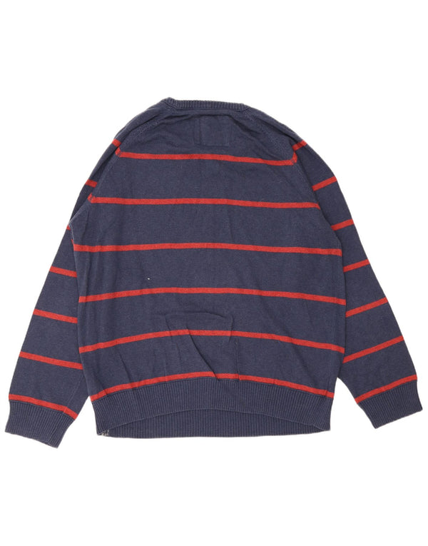 Fat Face Uomo Maglione con scollo a barca Maglione XL Cotone a righe blu navy