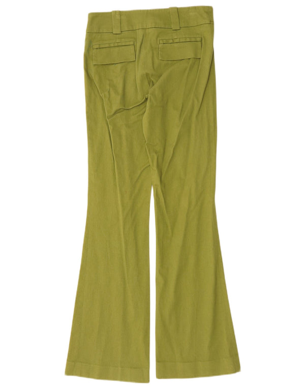 ZARA Womens Flare Casual Trousers EU 36 XS W26 L30 Green Cotton