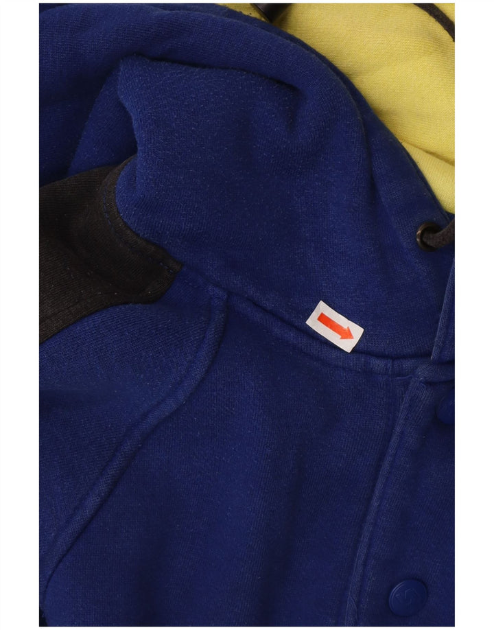 Maglione da uomo con cappuccio e collo con bottoni STARTER, cotone color block blu medio