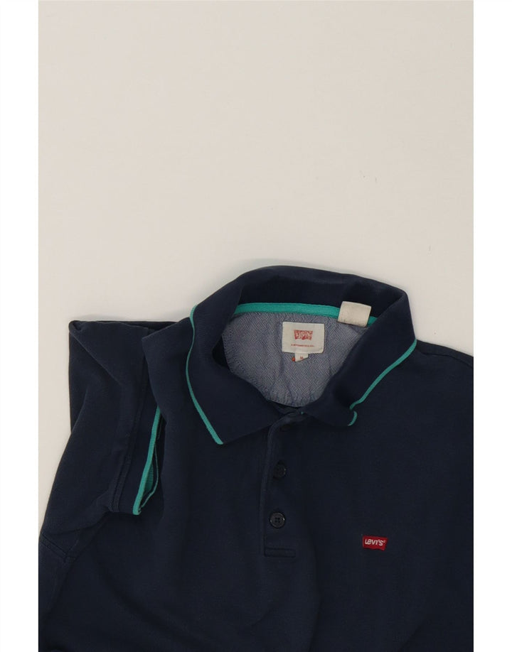 LEVI'S Mens Polo Shirt Medium Navy Blue Cotton Vintage Levi's and Second-Hand Levi's from Messina Hembry 