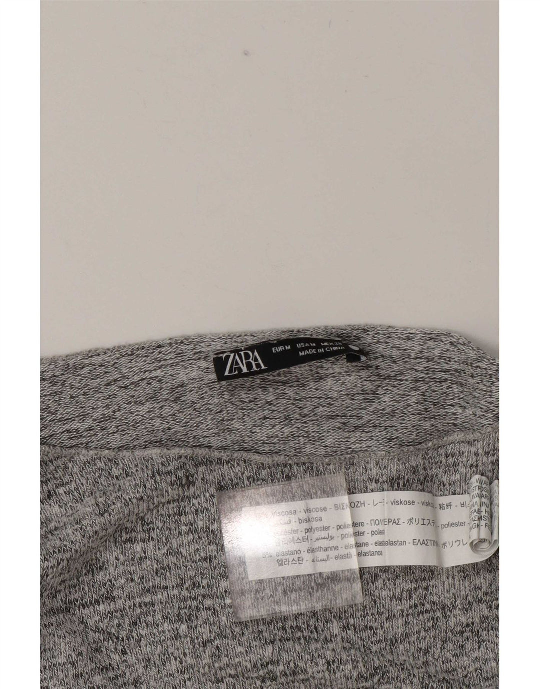 Top Zara da donna a maniche lunghe UK 14 Viscosa chiazzata grigio medio