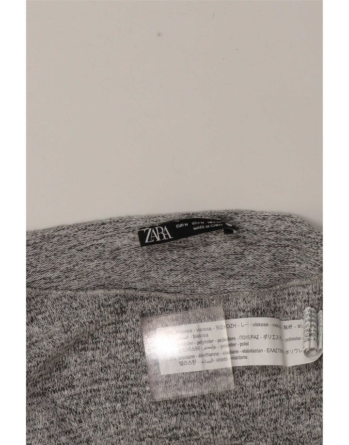 Top Zara da donna a maniche lunghe UK 14 Viscosa chiazzata grigio medio