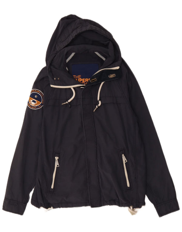 Giacca a vento con cappuccio da uomo Superdry UK 42 XL Cotone blu navy