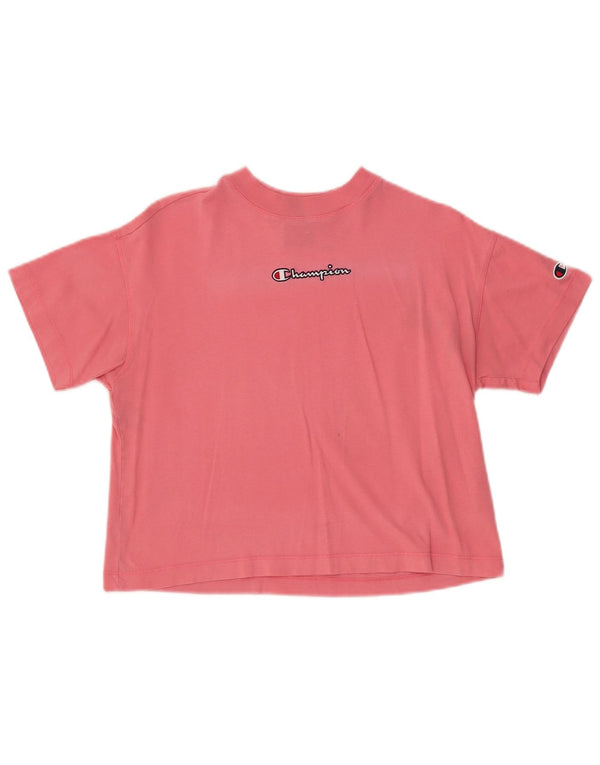 T-shirt grafica corta oversize da donna Champion Top UK 6 XS cotone rosa