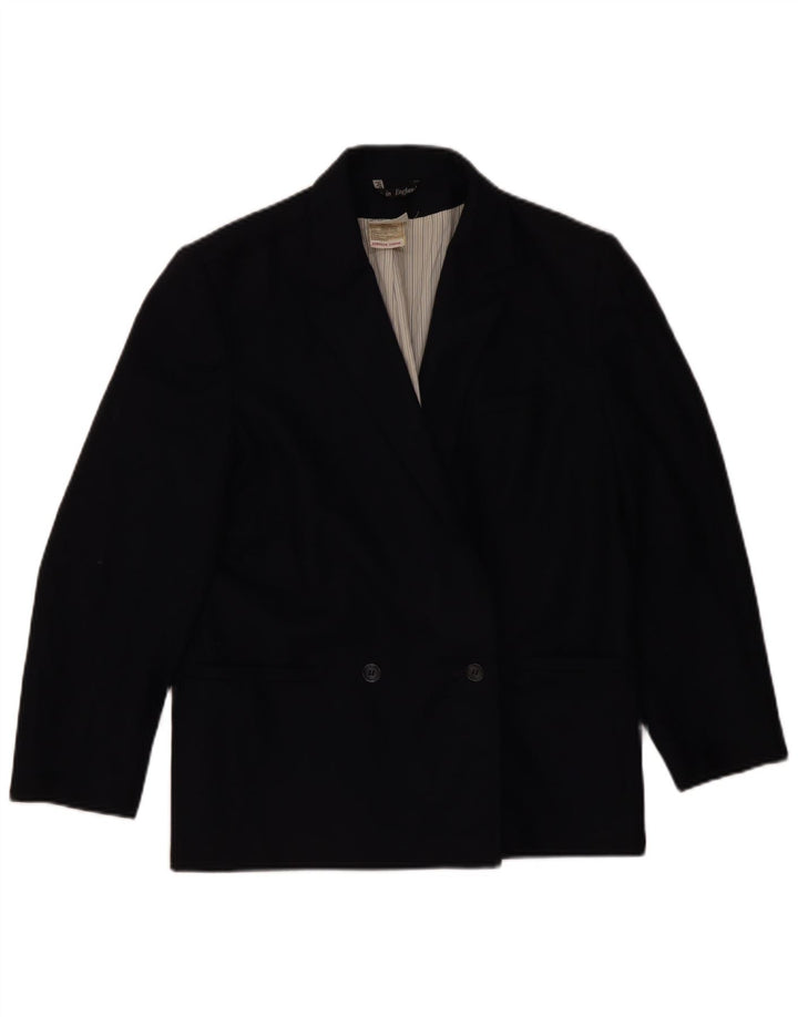 LAURA ASHLEY Giacca blazer doppiopetto da donna UK 14 Lana nera media