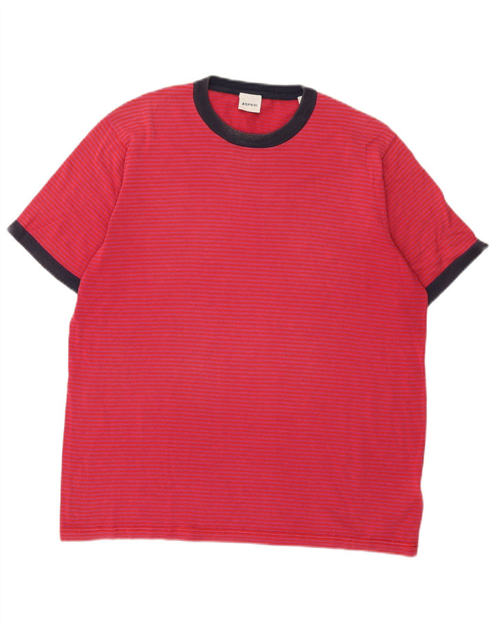 Aspesi T-shirt Uomo Top IT 48 Medio Rosso Gessato Cotone