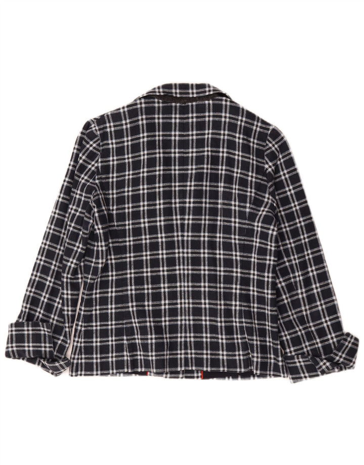 Max & Co. Giacca blazer da donna a 1 bottone UK 12 cotone medio a quadri blu navy