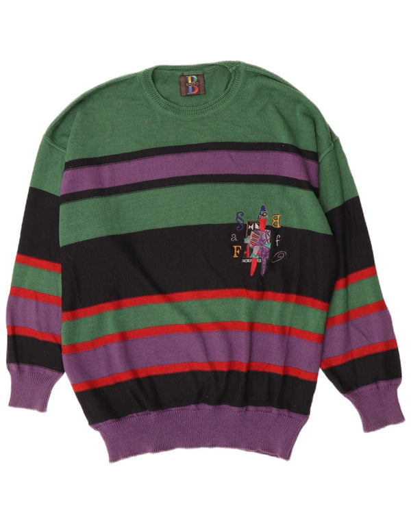 Baffo Uomo Maglione Girocollo Maglione a Righe Verdi Grandi