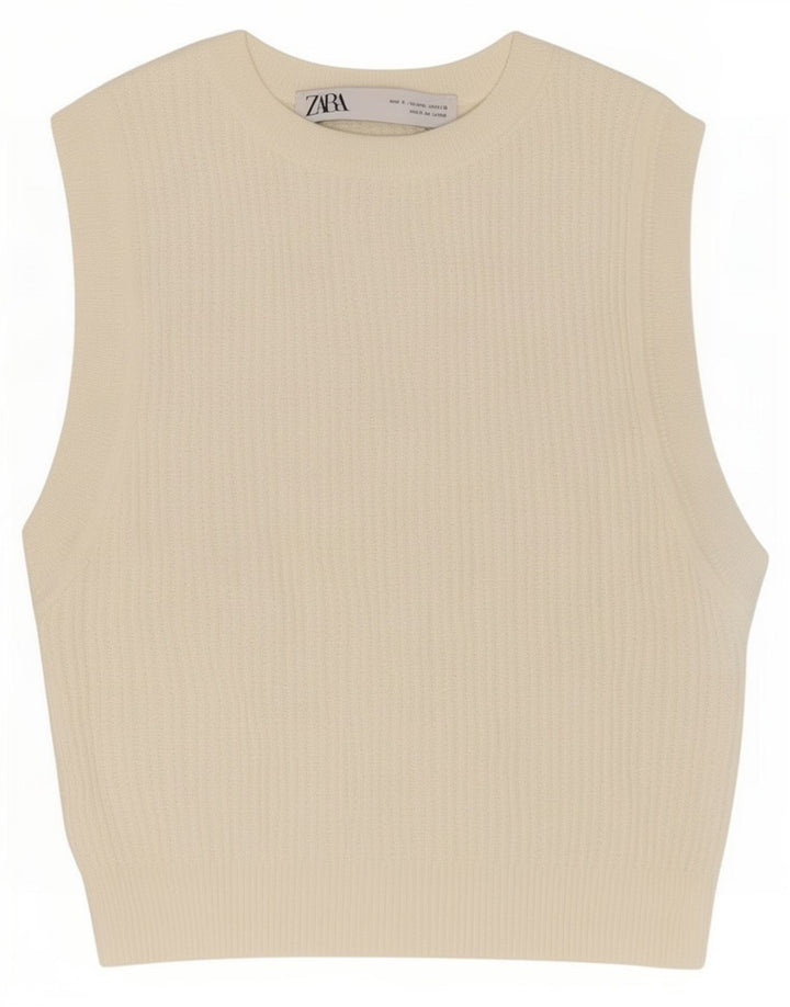 Canotta corta da donna Zara UK 8 piccola bianca