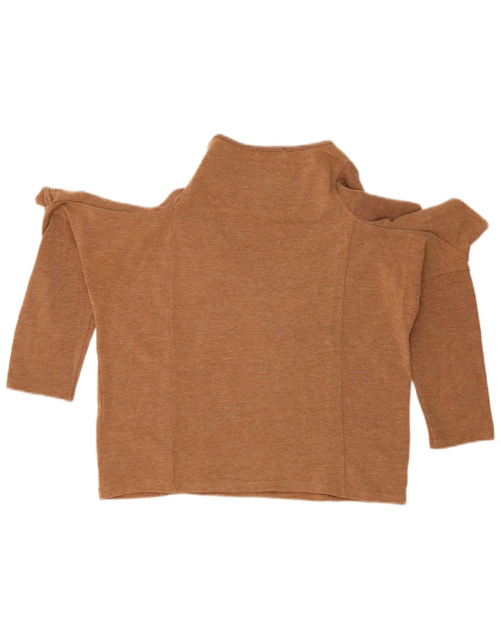 Top Zara da donna con spalle scoperte, camicetta UK 14 beige medio chiazzato