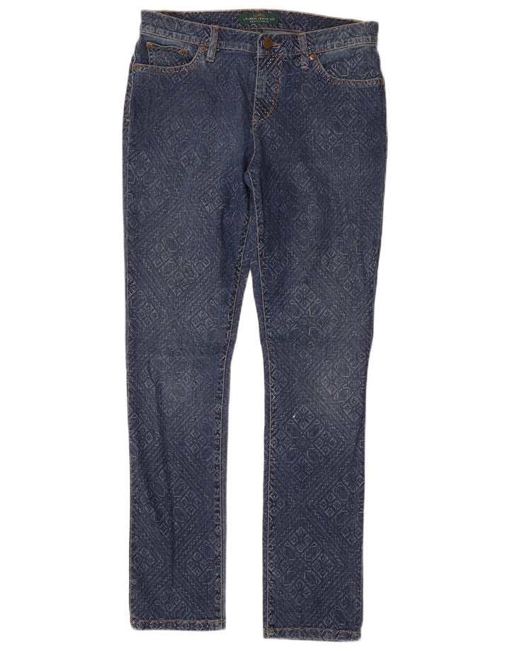 Jeans slim da donna Ralph Lauren US 8 medio W32 L31 cotone geometrico blu