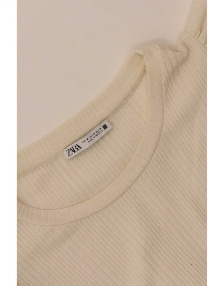 Top corto in camicetta corta da donna Zara UK 12 beige medio