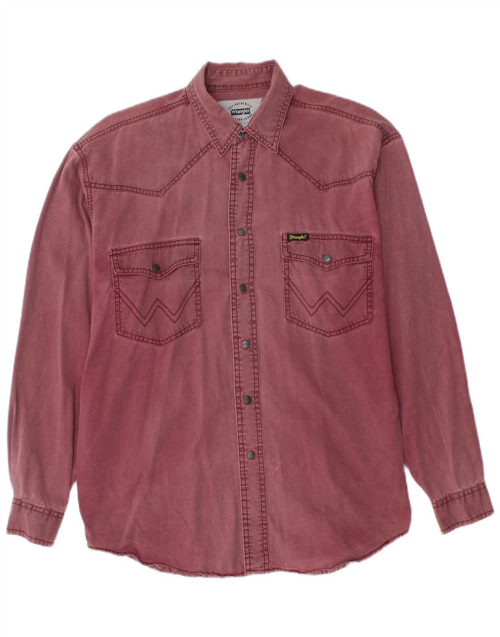 WRANGLER Camicia in denim western da uomo piccola in cotone bordeaux