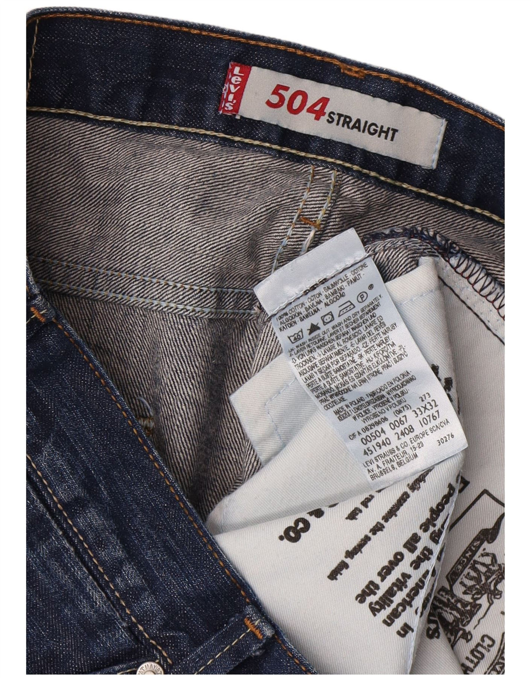 Levi's Uomo 504 Jeans dritti W33 L32 Cotone Blu