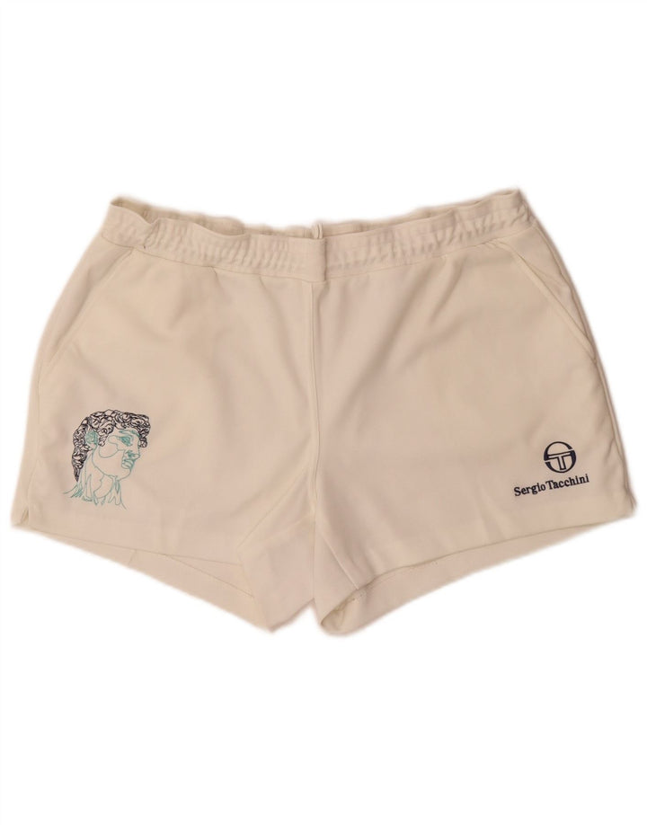 Pantaloncini sportivi grafici da uomo Sergio Tacchini IT 56 XL bianchi