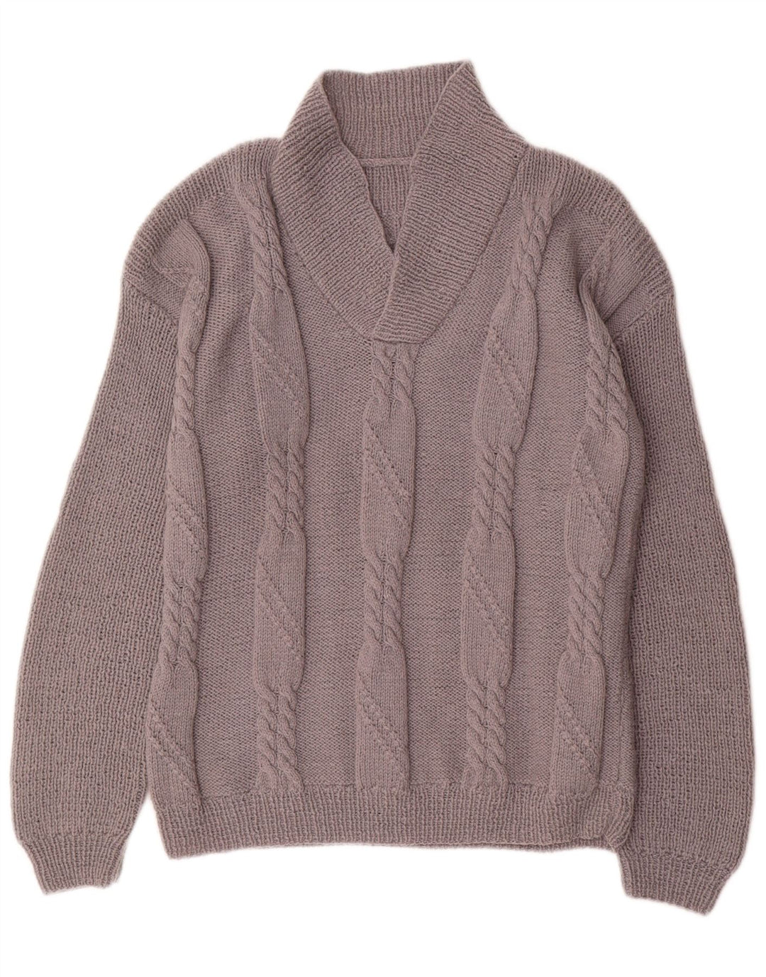 Maglione vintage da uomo con collo a scialle grigio medio