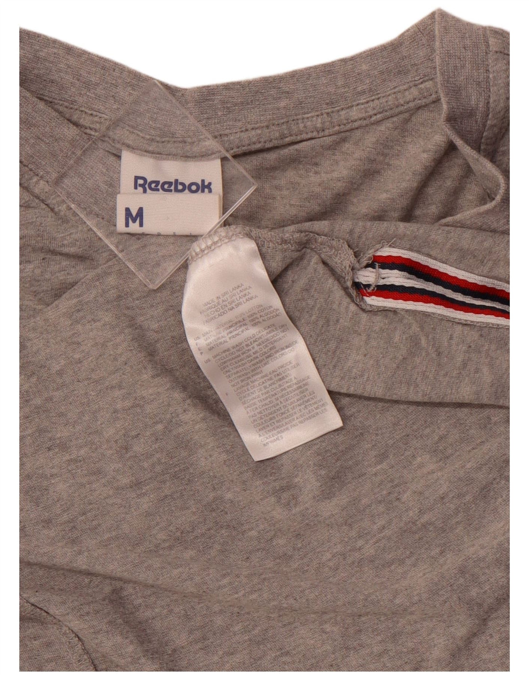 REEBOK T-shirt grafica classica da donna Top UK 12 Cotone grigio medio