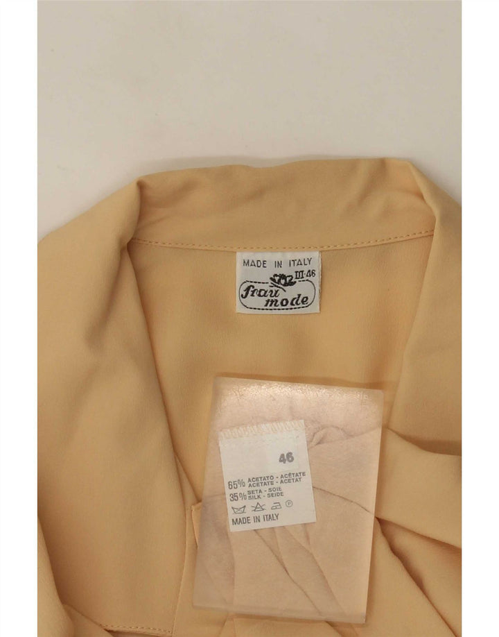 Camicetta camicia vintage da donna IT 46 grande acetato beige