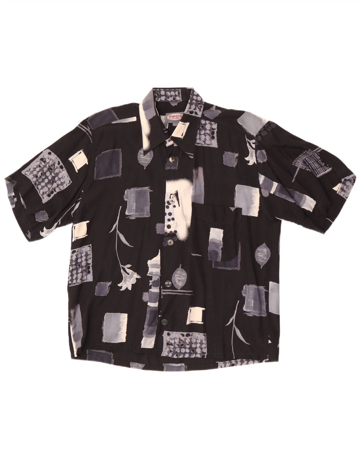 Camicia a maniche corte da uomo Tipo' S Large nera geometrica